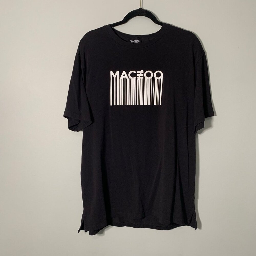 Maceoo Mens Black Barcode Graphic Cotton Stretch Short Sleeve‎ T-Shirt Size XL